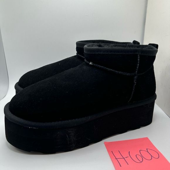 CUSHIONAIRE Women's Genuine Suede pull platform boot +Memory Foam 8 BLACK - Picture 3 of 7